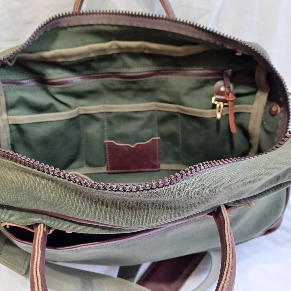 Duluth Pack Made in USA FREELANCE BRIEFACASE Green Canvas & Leather Travel Bag